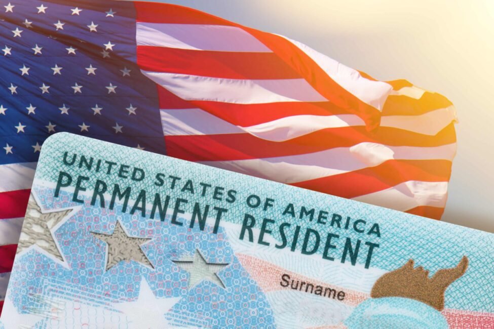 Bandeira dos EUA e green card